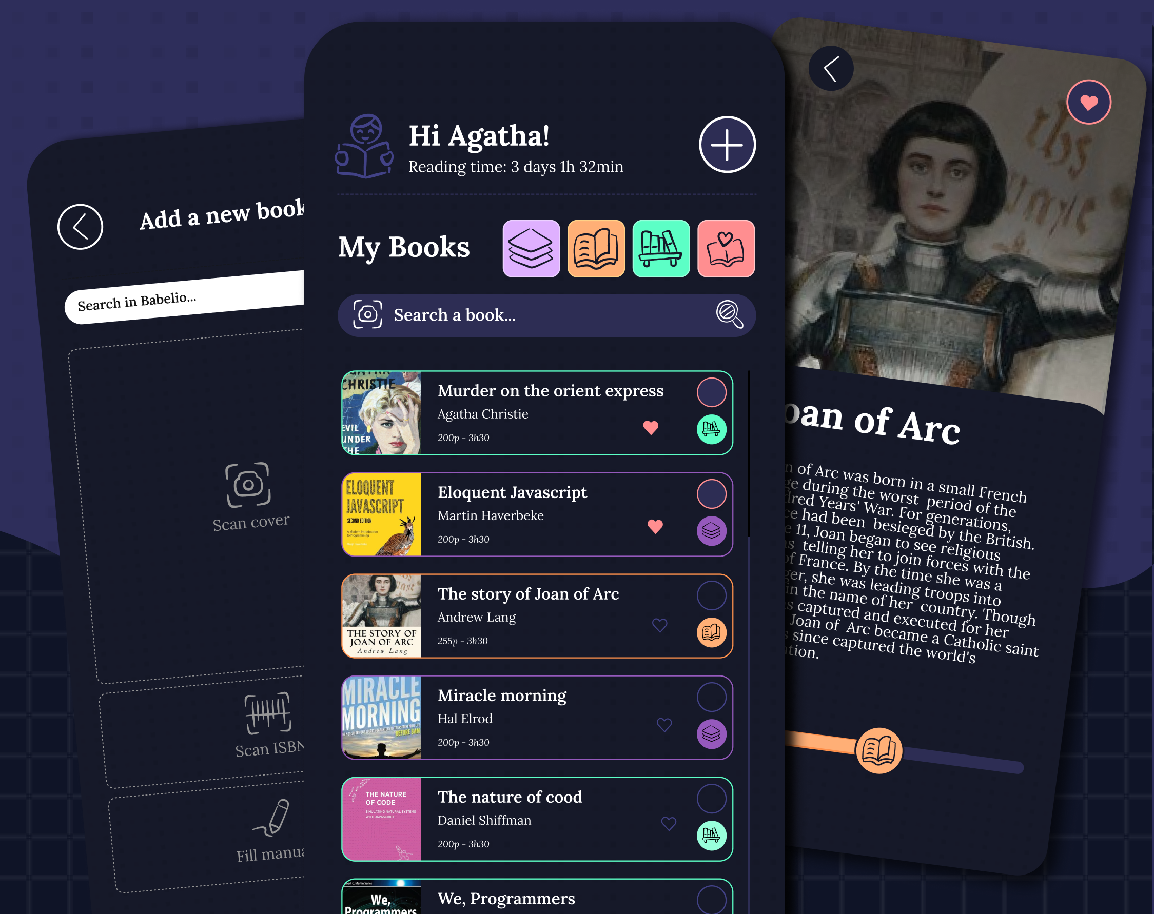 My Reading List slide showing app's user interface